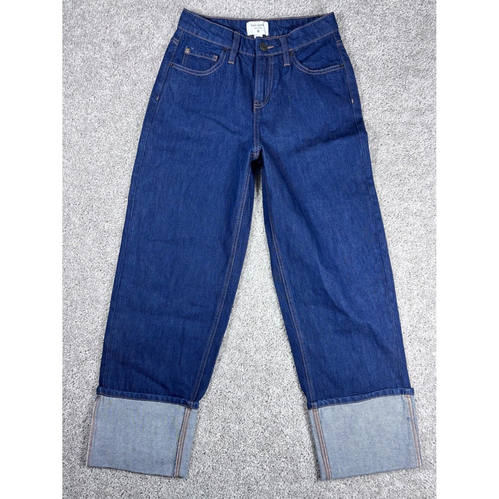 Kate Spade New York Target Dark Wash Wide Leg Cropped Denim Jeans Sz 00โ